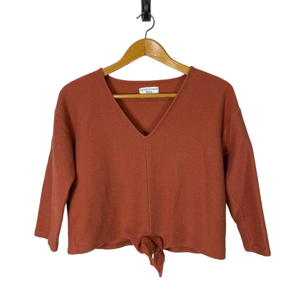 Madewell Rust V-Neck Tie-Front Blouse